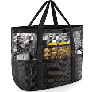 SRISE Mesh Beach Bag – Large Tote Bag for Family , Toys & Vacation Essentials