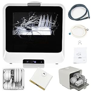 Tafel vaatwasser, mini vaatwasser vaatwasser werkt met/zonder wateraansluiting 8 Schoonmaakprogramma’s 360 ° Wasserij…