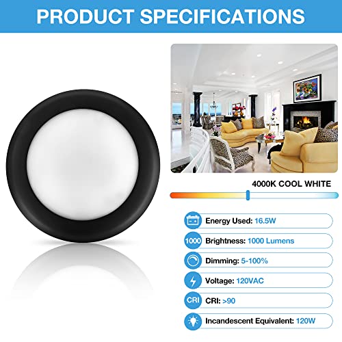 Ecoeler 6 Inch Dimmable Led Disk Light Surface Flush Mount, 16.5W, 1000Lm, 4000K Cool White, Recessed Retrofit Ceiling Lights, Etl Listed, Energy Star, Installs With Junction Box Or Recessed Can #TOP1