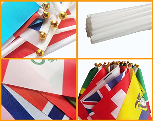 200 Country Flags Countries Hand Held Flags On Stick Small Mini International World Country Flags 5X8 Inch World Countries On Every Continent Flag, School Sports Clubs, Decorations For Parades World Cup（200 Country Flags） #TOP4