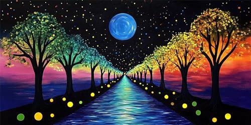 Pintura Diamante luna, Manualidades Adultos, paisaje Diamond Painting Accesorios, Cuadros Diamantes 5d Decoración de Pared Hogar, Sala estar, Dormitorio, Regalo Navideño para Mujeres 100x200cm L-487