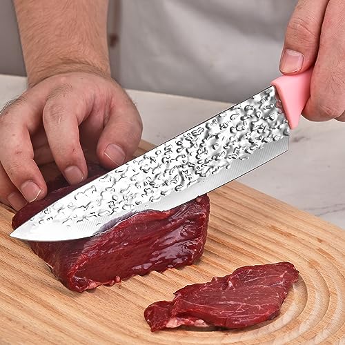 15Pcs Non Stick Kitchen Knife Set with Storage Pink Handle