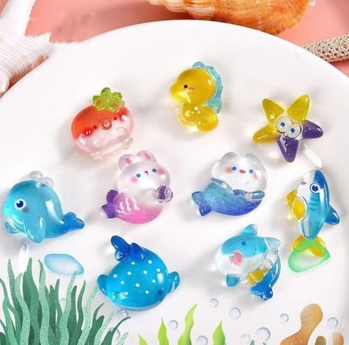 Image of 53pcs Mini Ocean Resin Animals Tiny Sea Animals Figurines Colorful Aquarium Ornaments Decorations for Fish Tank Potted Micro Fairy Garden(MiniAnimals-Ocean-53Pcs)