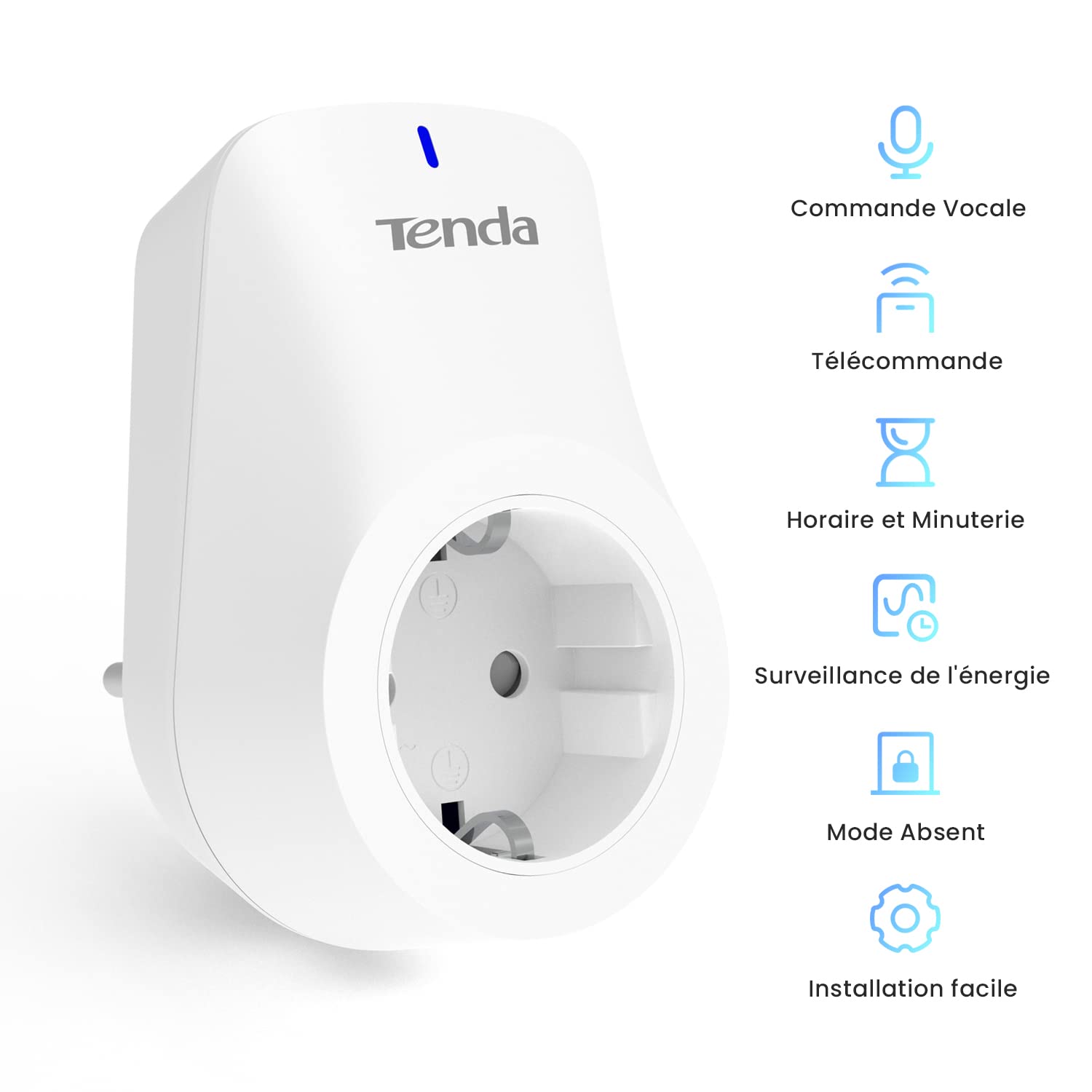 Tenda Beli SP9 Prise Connectée Intelligente, Prise Wifi Connectée Compatible avec Amazon Alexa Echo et Google Home, Contrôle à Distance, Conçue pour la Sécurité des Enfants(Pack de 4) Blanc