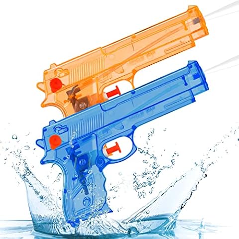 2 Pack Mini Water Guns Small Water Pistol Plastic Toy Pistol for Adults Beach Pool Outdoor Activities Water Fighting Birthday Party Supplies, Random Color Cover