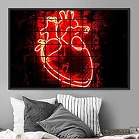 Framed Canvas Wall Art Illuminated Words 3D Industrial Inspirational Multicolor Neon Pop Art Quotes Typography Urban - 16x24 inches