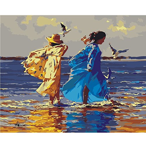 Medigy DIY Oil Paint By Numbers Adults Valentine Decoration Gifts for Women FRAMELESS Non-toxic Acrylic Pigments 16*20IN-Love Series-Beach