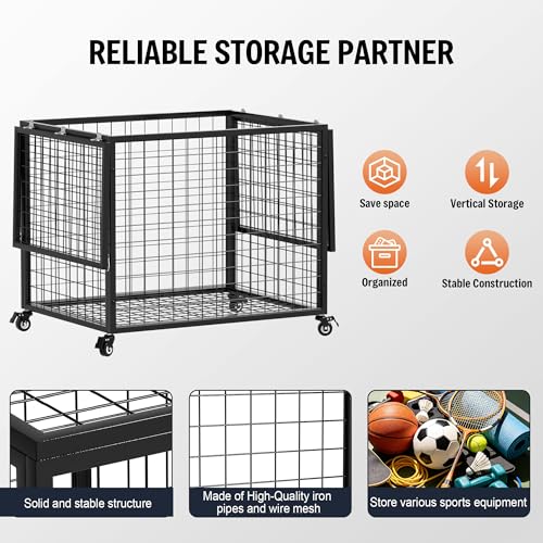Ball-Cart-Garage-Sports-Equipment-Organizer-with-Lockable-Lid-Basketball-Storage-Bin-for-Indoor-Outdoor-Rolling-Exercise-Ball-Cart-Holder-for-Gym-School-Club