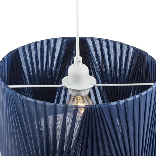 Chic Modern Midnight Blue Voile Fabric Organza Tapered Pendant Lighting Shade | 30cm x 20cm | for Ceiling or Table Lamp by Happy Homewares - Image 5