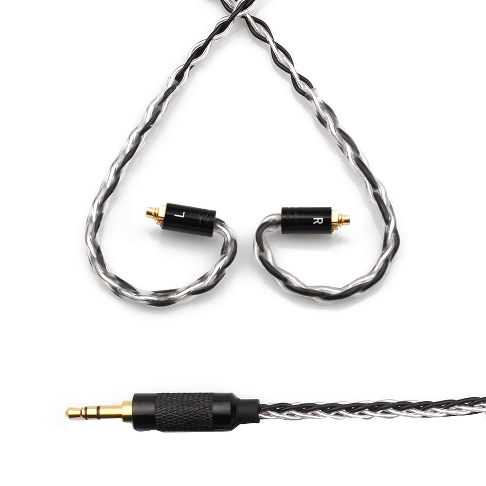 Jangona - Cavo MMCX per auricolari da 3,5 mm, per SE215, SE315, SE425, SE535, SE846, Logitech UE900, Weston W40, W50, W60, W80, 8 fili, per donne, ragazzi, ragazze, uomini, donne (nero e bianco)