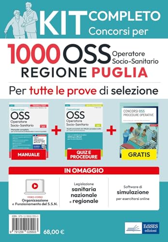 Kit completo 1000 OSS Regione Puglia. Operatore sanitario. Con video corso e software di simulazione