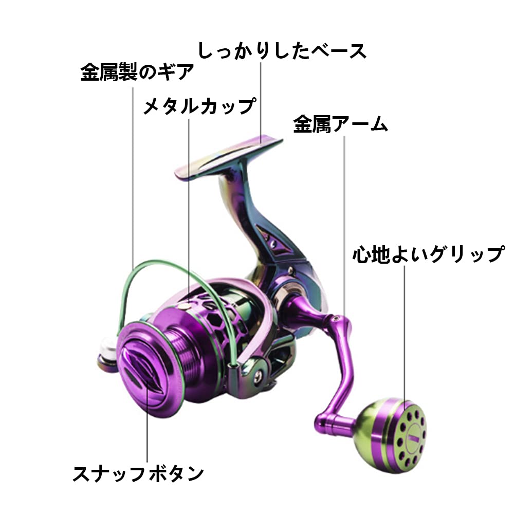 スピニングリール ギア比5.2:1 最大ドラグ力15Kg 強力な耐腐食性高速金属 Amazon | スピニングリール ギア比5.2:1 最大ドラグ力15Kg 左右