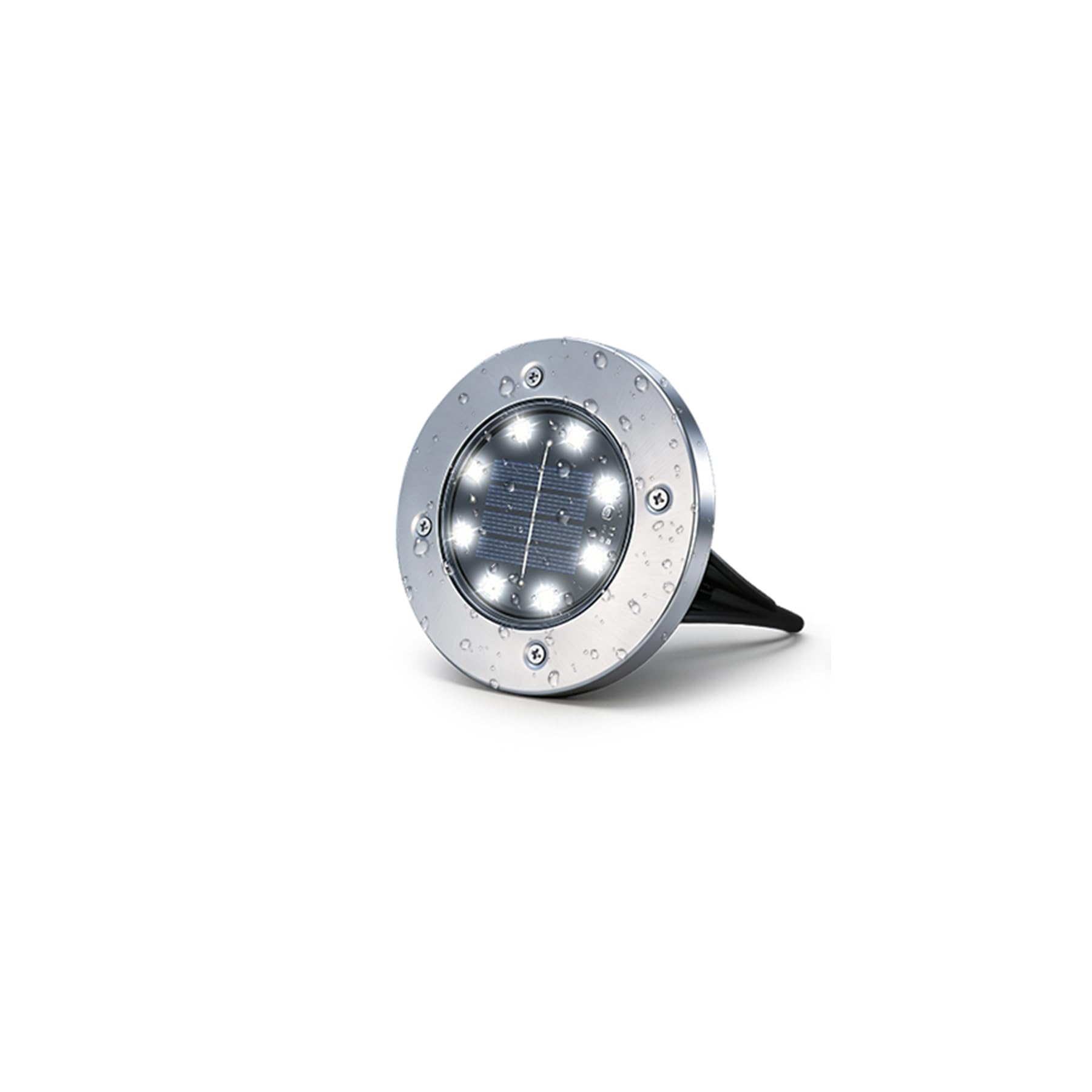 SLWOO Solar Lights Outdoor Garden - 1 Pack Solar Ground Lights, 8 LED White Solar-Powered Disk Light Outdoor, IP65 Waterproof Landscape Lighting for Garden Pathway Lawn Patio Yard