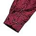 DiBanGu Men's Silk Burgundy Paisley Dress Shirt Casual Formal Long Sleeve Red Button-Down Shirts for Wedding Party, Red, S