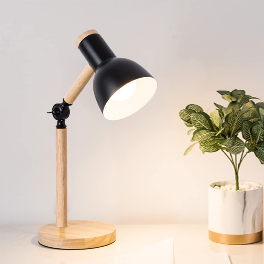 Lámparas de Escritorio Lámpara de Mesa de Madera y Metal Lámpara de Escritorio Ajustable Lámpara de Noche de diseño Retro Dormitorio Sala de Estar