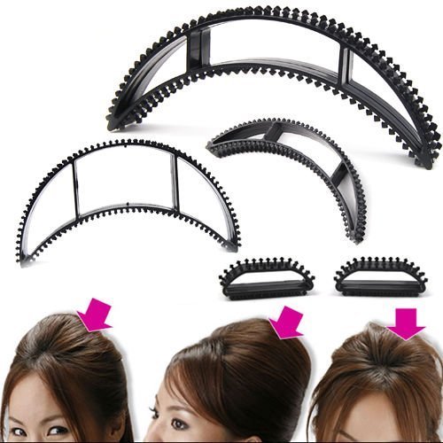 AASA Hair Styling Tools for Home and Saloon Use (5 Hair Bumpits + 1Donut) Black 20Grams Pack of 1 2