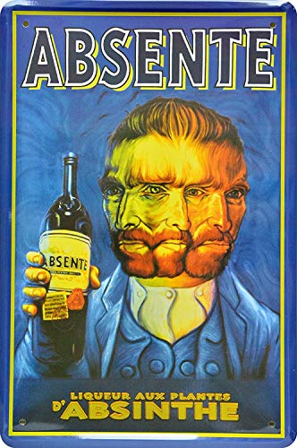 Blechschild Plaque décorative en métal avec inscription en allemand « Absente Liqueur Aux...