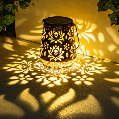 SOLPEX Solar Lanterns Outdoor Decor Waterproof, 2 Pack Solar Garden Lights Metal Decoration for...
