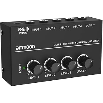 ammoon Mini Mixer MX400 Ultra-compact Low Noise 4 Channels Line Mono