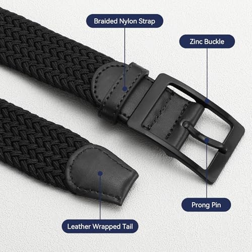 Belt for Men,Mens Gift Stretch Braided Web Belt Elastic for Casual Golf Jeans Pants4