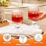 6oz Wine Glasses Goblets Set of 6 Embossed Glass Cups Stemmed Vintage Cocktail Glasses High Clear Drinking Cups Stemware Juice Mailkshake Wine Glass Cup for Luau Party Wedding Birthday Bar