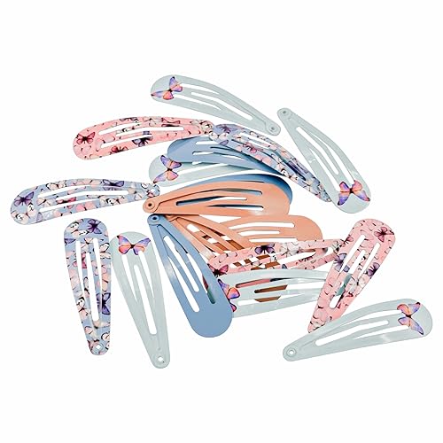HAARallerliebst® Pack of 18 Hair Clips Girls Women Colourful Hair Clips in 5 Colours with Butterfly (Pink, Orange - Image 2