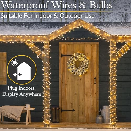 CHRISTOW 7ft Christmas Tree Lights, 1000 Warm White LED Fairy Lights with Timer, 8 Light Modes, Energy Efficient 3mm LEDs, Indoor & Outdoor, Mains Powered, Green Cable (24.97m Lit Length) - Image 5