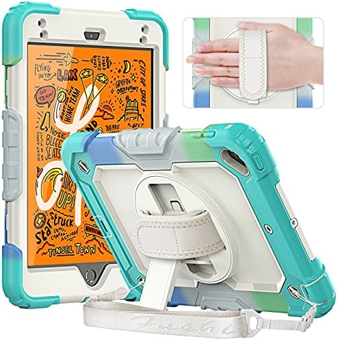 Timecity iPad Mini 6 Case, iPad Mini Case 6th Generation with Screen Protector, 360 Rotating Kickstand, Hand & Shoulder Strap, Pencil Holder Protective Cover for iPad 8.3 Inch, Black