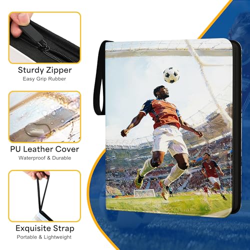 Image of Kabinka 9-Pocket Soccer Card Binder, 900 Cards Trading Card Binder, Waterproof PU Card Collection Binder for Soccer Cards Collectors