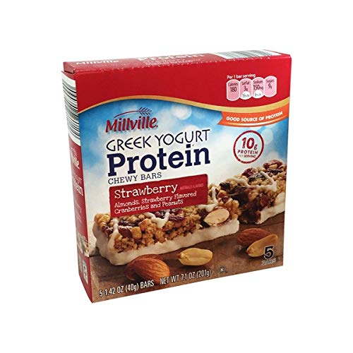 Milleville Greek Yogurt 10g Protein Chewy Bars (Strawberry)
