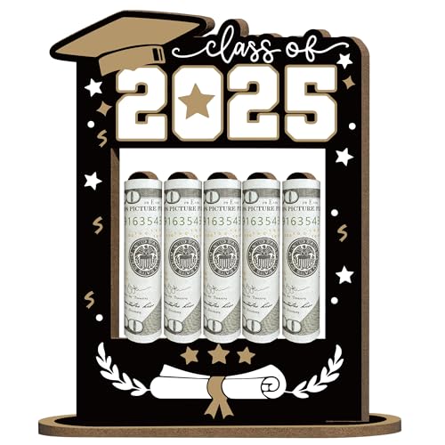 Money Holder for Cash Gift Graduation Money Holder with 5 Holes Wooden Box Cash Holder 2025 Graduation Money Gift Ideas Money Holder for Class of 2025 Graduation Party Supplies-A02