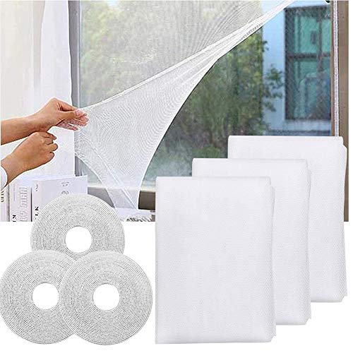 CYH Malla Mosquitera para Ventanas, Mosquiteras Ventana,Protectora de Insectos para Ventana, 150 x 130 cm Mosquitera Universal con 3 Rollos Cintas Autoadhesivas, Fácil Instalar, se Puede Diy Cortar