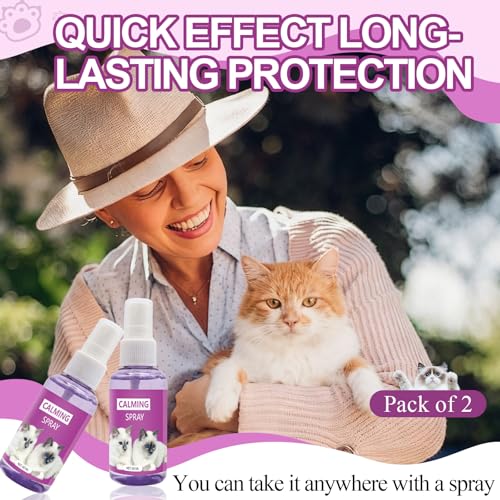 YOLONCE 2Pcs*60ml Classic Spray, Haustier Spray, Entspannungsspray, KatzenSpray, Beruhigendes Haustier, Lindert Ängste Stress, Umgebungsspray Für zusätzliche Entpannung, Zuhause und auf Reisen