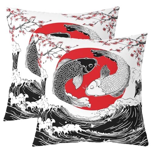 jejeloiu Kids Koi Throw Pillow Covers 24