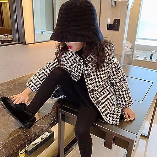 Warm Coat 2024 New Toddler Autumn Winter Girls Lapel Long Sleeve Checkered Buttoned Coat Temperament Coat Jacket4