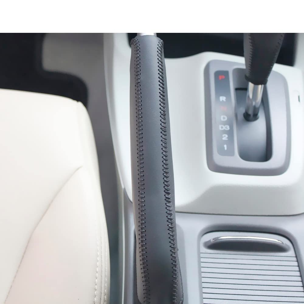 Handbremsengriffe Autohandbremsabdeckungen Fall Fit verwendet for Honda Civic 9 2011-2015 Handbremse Gripte Car-Styling Echtes Leder Auto Cover schwarz (Color : Noir)
