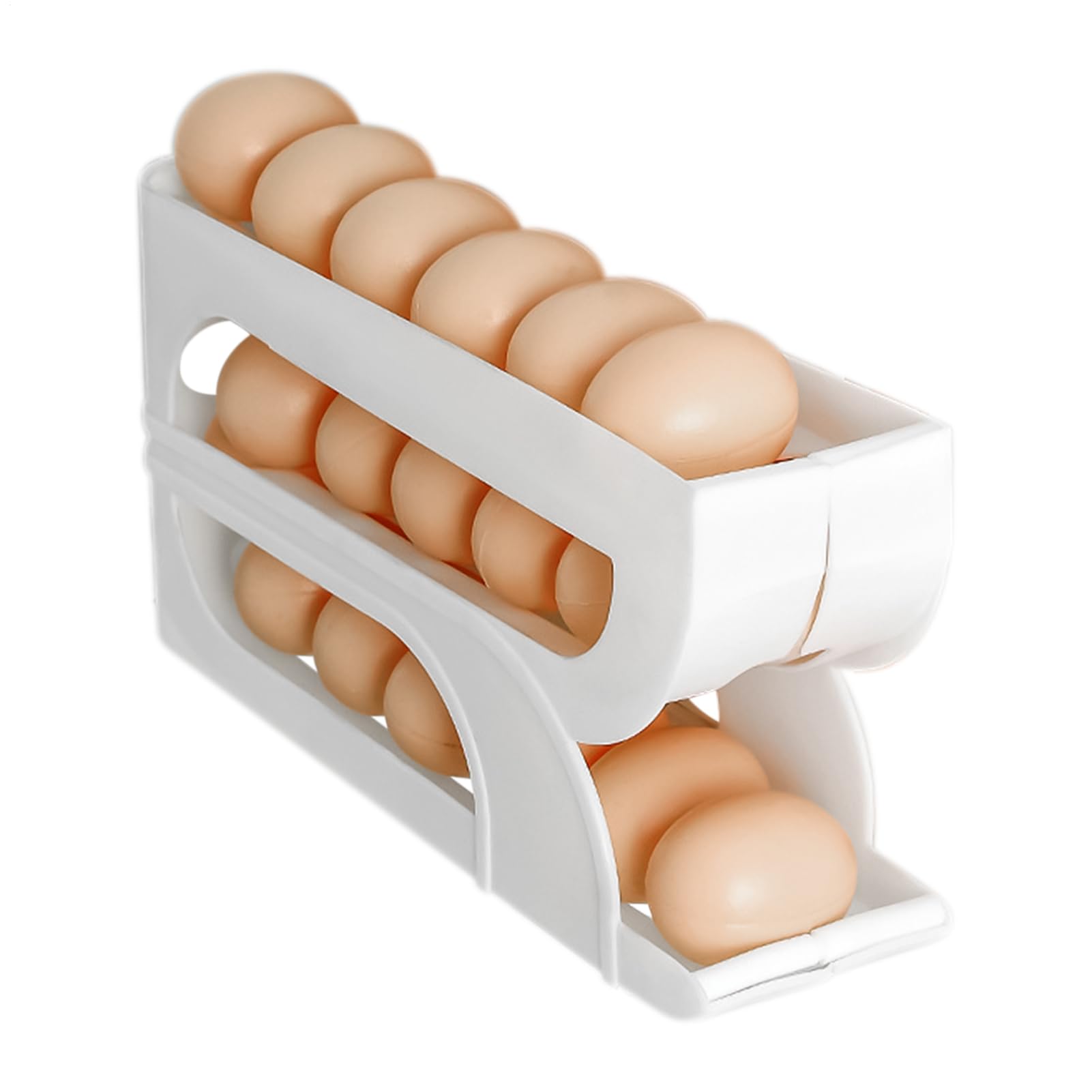 Egg Dispenser Fridge Roll Down 3 Tier, Fridge Egg Storage Auto Rolling Holder Rack, For Refrigerator, Countertops, Kitchen - Space-saving Roller/Storage/Organizer/Container/Tray