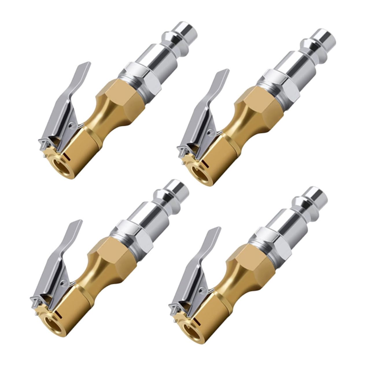 Ciieeo 4pcs Air Compressor Tire Chuck Quick Connect Adapter Heavy Duty Locking Air Chuck with Clip Car Tire Inflator Air Chuck Adapter