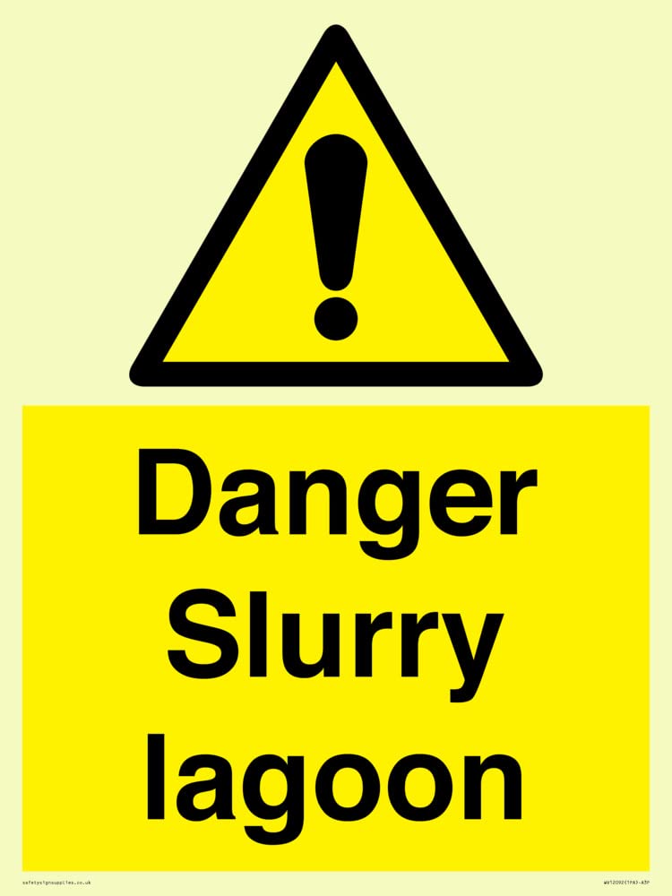 Danger Slurry lagoon Sign - 300x400mm - A3P