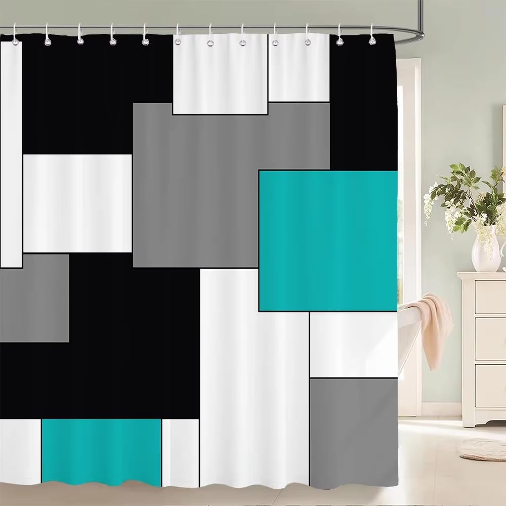 KELAIMI Abstract Geometric Shower Curtains,Modern Luxury Bathroom Curtains,Simple Aesthetic Washable Quick-Dry Bathtub Curtains Style 8 180X210Cm