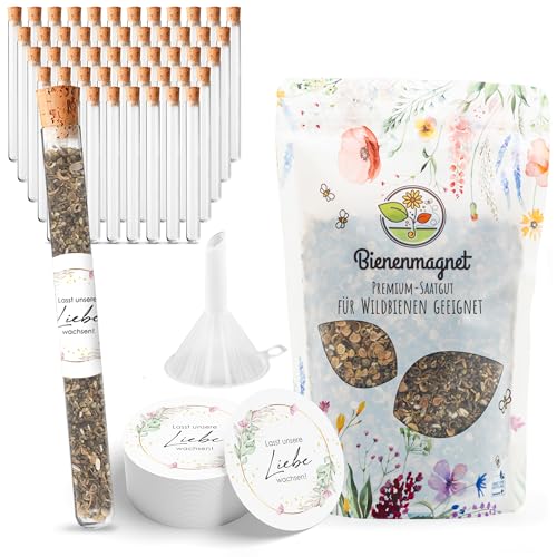 Éprouvettes avec graines de fleurs comme cadeaux de mariage - Cadeau de mariage spécial pour les invités - Laissez notre amour croître Ensemble complet...