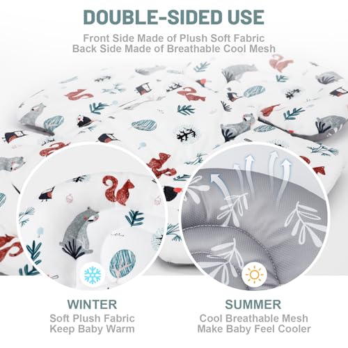 Image of KAKIBLIN Infant Car Seat Insert, Breathable Reversible Car Seat Head Support for Infant, Newborn Car Seat Insert for Girls Boys, Fits for Stroller, Baby Swing, Bassinets, Pushchair (Gray)
