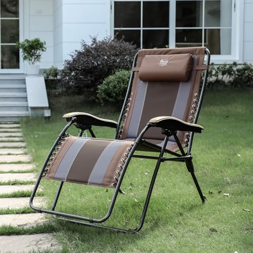 TIMBER RIDGE リクライニングチェア 折りたたみ 耐荷重160kg ワイド(座幅60cm) 角度調節 インフィニティチェア キャンプ カップホルダー付 枕つき 一人掛け ゼログラビティーチェア リラックスチェア 仮眠 お部屋 オフィス 勤務 自宅用 2枚目