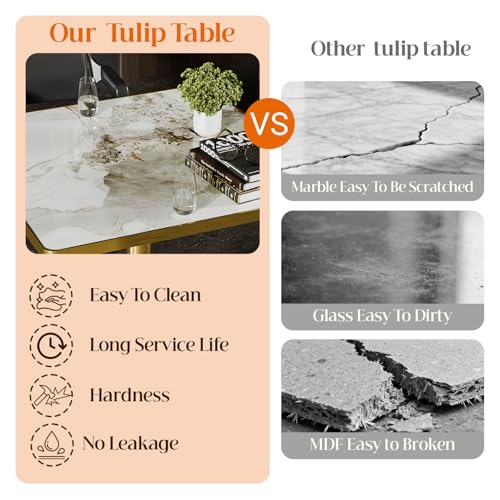 Image of AliSefaiy31.5''Square Dining Table,Square Pedestal Table,Marble BistroTable | 1.2 inch Marble Tabletop, Heat Resistant /Scratch Resistant /Easy Clean /Dining Room /Restaurants /Small Spaces /Marble Gray