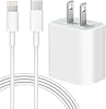 Cargador para iPhone 14 13 12 de Carga Rápida, Cargador de Pared USB C de 20W con Cable de 6 pies | Carga Rápida PD para iPhone 14/13/12/11/Pro/Pro Max/Mini/Xs Max/XR/X, iPad 7