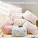 Paterr Cotton Quilted Makeup Bag Valentine Bridesmaid Gifts Small Cute Cosmetic Bag for Women Floral Coquette Bow Aesthetic Travel Toiletry Pouch Pencil Case for Mother's Day(Pink Flower)