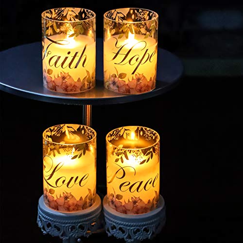 Petristrike Pink Flameless Pillar Candles, Glass Led Candles Battery Operated With Remote/Timer, Set Of 4 Candles Set For Woman Gifts, Mother's Day, Centerpiece Decor #TOP5
