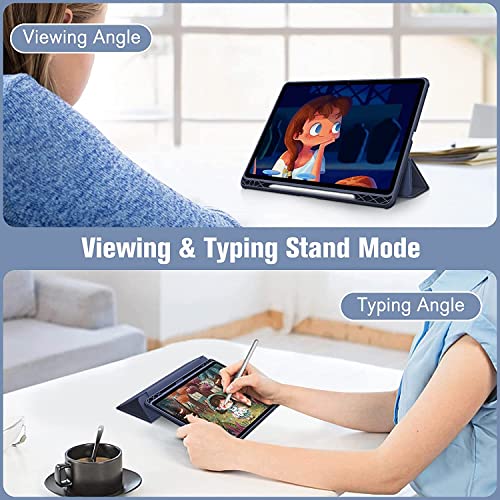 Image of SwooK Hybrid Case for Samsung Galaxy Tab S8 / S7 11 inch SM X700 X706 T870 T875 T878 with S Pen Holder Shockproof Clear Back Shell Auto Wake /Sleep Flip Cover Case (Navy Blue)