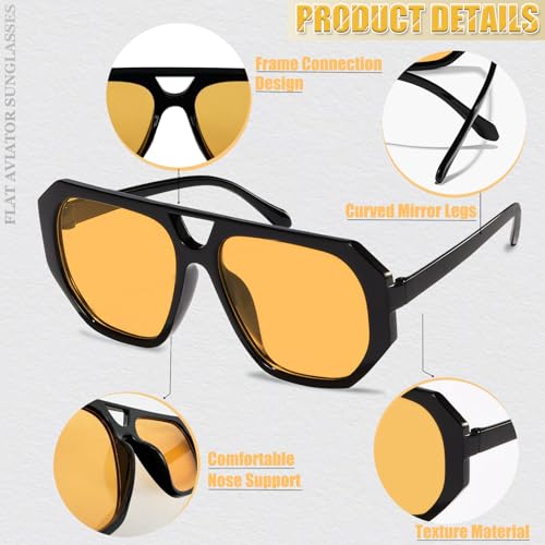 Rectangle Aviator Sunglasses, Retro Sunglasses for Women Men, Trendy Flat Frame Vintage 70s Sun Glasses4