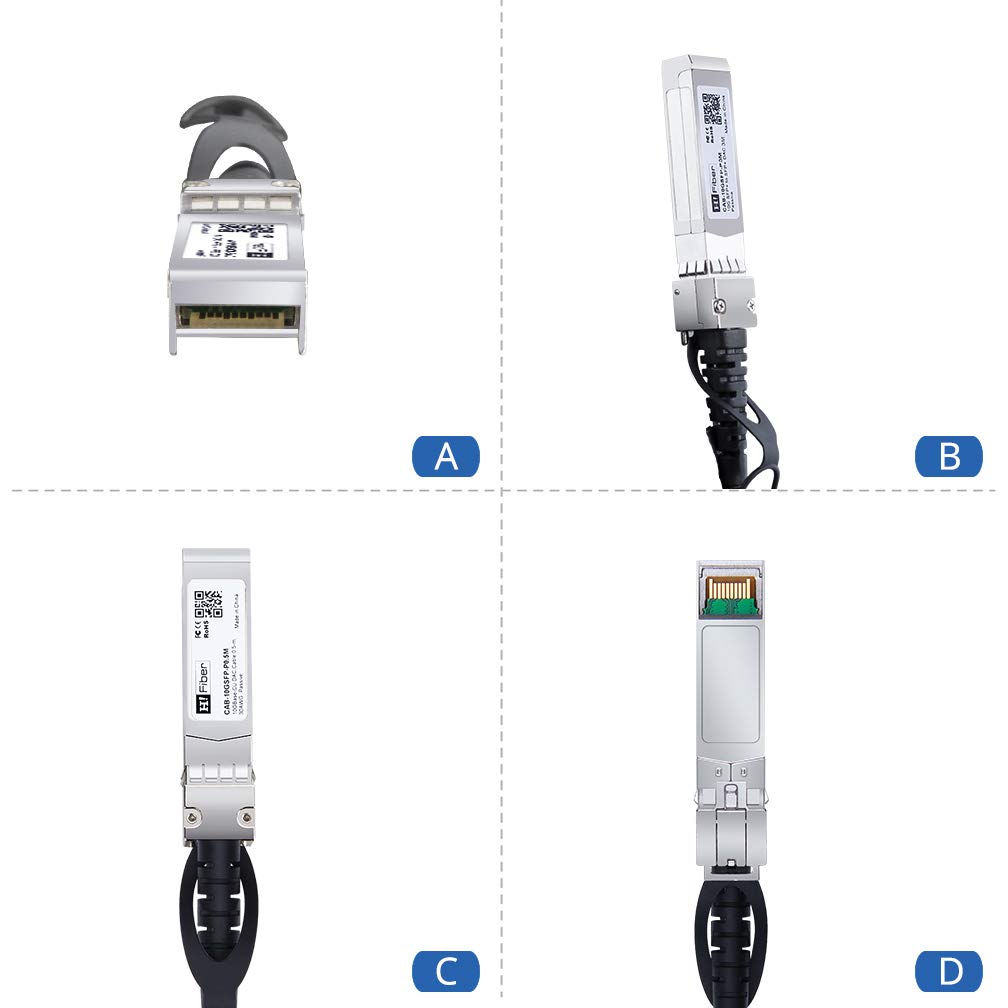 H!Fiber 2 Pack SFP+ Cable, 10G SFP+ DAC, 1M(3.3ft), Passive Direct Attach Copper Twinax Cable for Cisco SFP-H10GB-CU1M, Ubiquiti UniFi UC-DAC-SFP+, Meraki, Mikrotik, Intel, Fortinet, Netgear